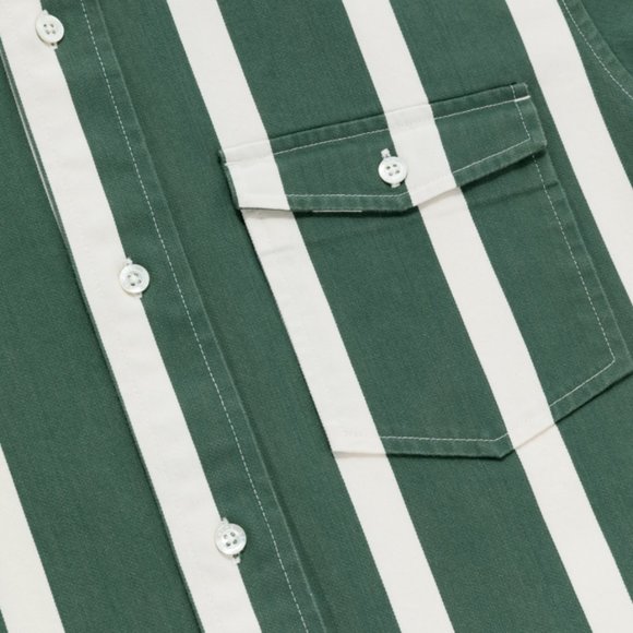 Aime Leon Dore Bold Stripe Short-sleeve Shirt size Medium Green - Picture 2 of 4